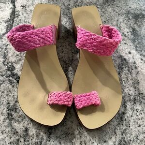 Vintage 1990’s Pink Raffia & Wood Sandals